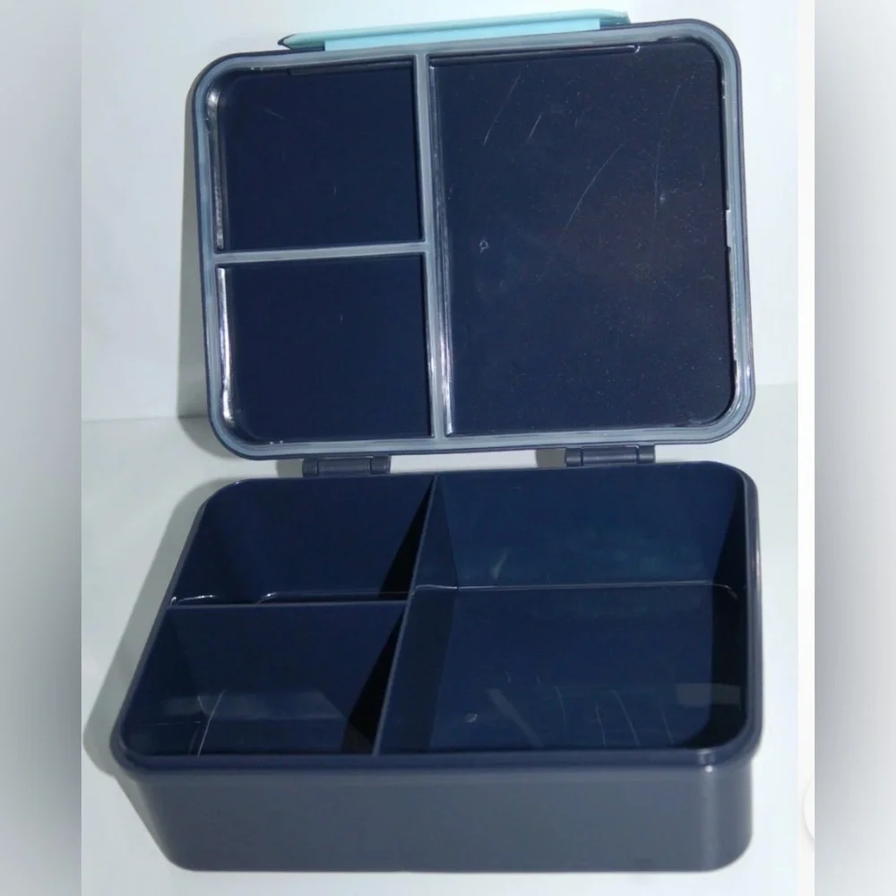 Cat & Jack Dinosaur Bento Box Kids Lunch Box 4 Compartment BPA Free ‎ Blue NWT